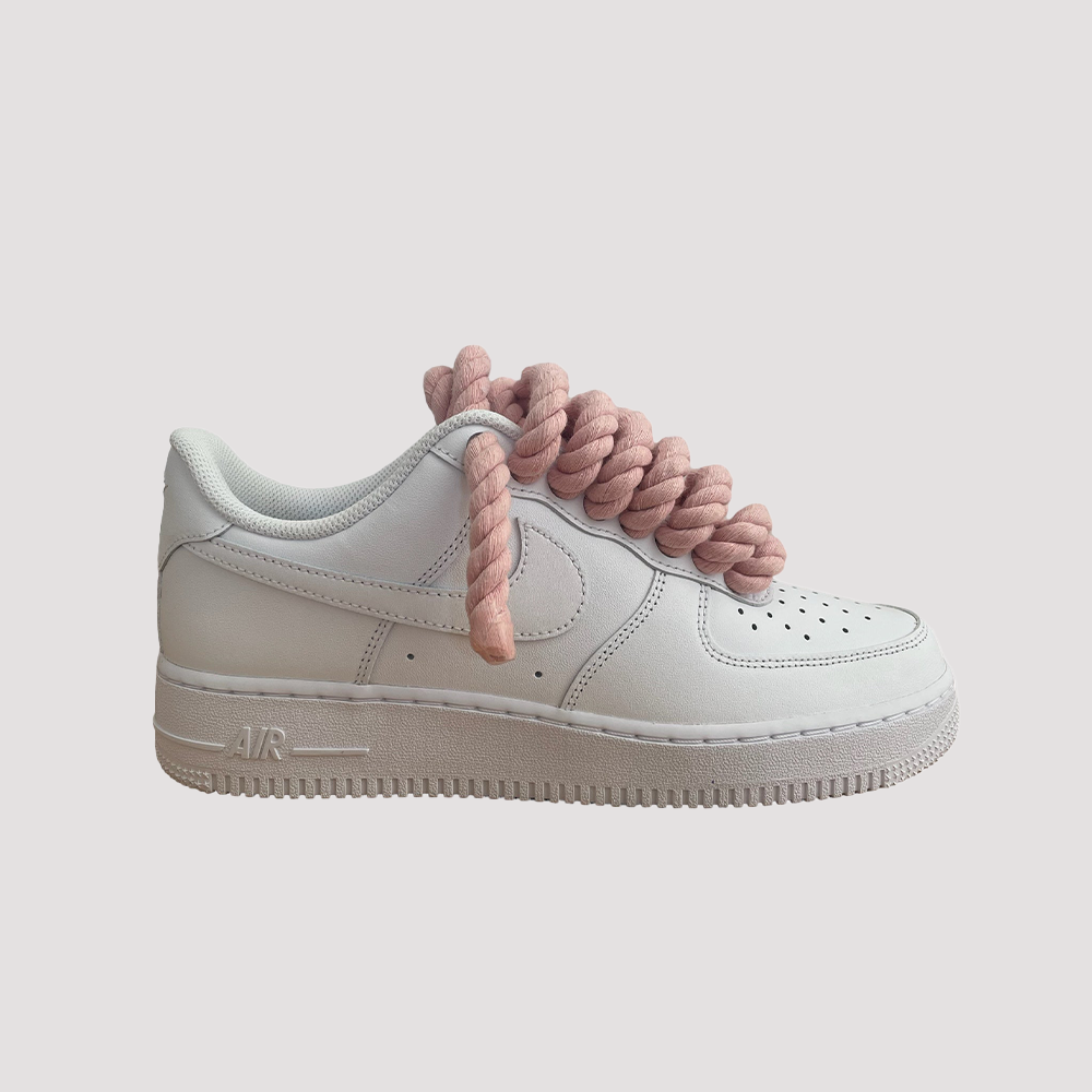 Custom Nike AIR Force 1 Sneaker - Dicke/Rope Schnürsenkel Pink