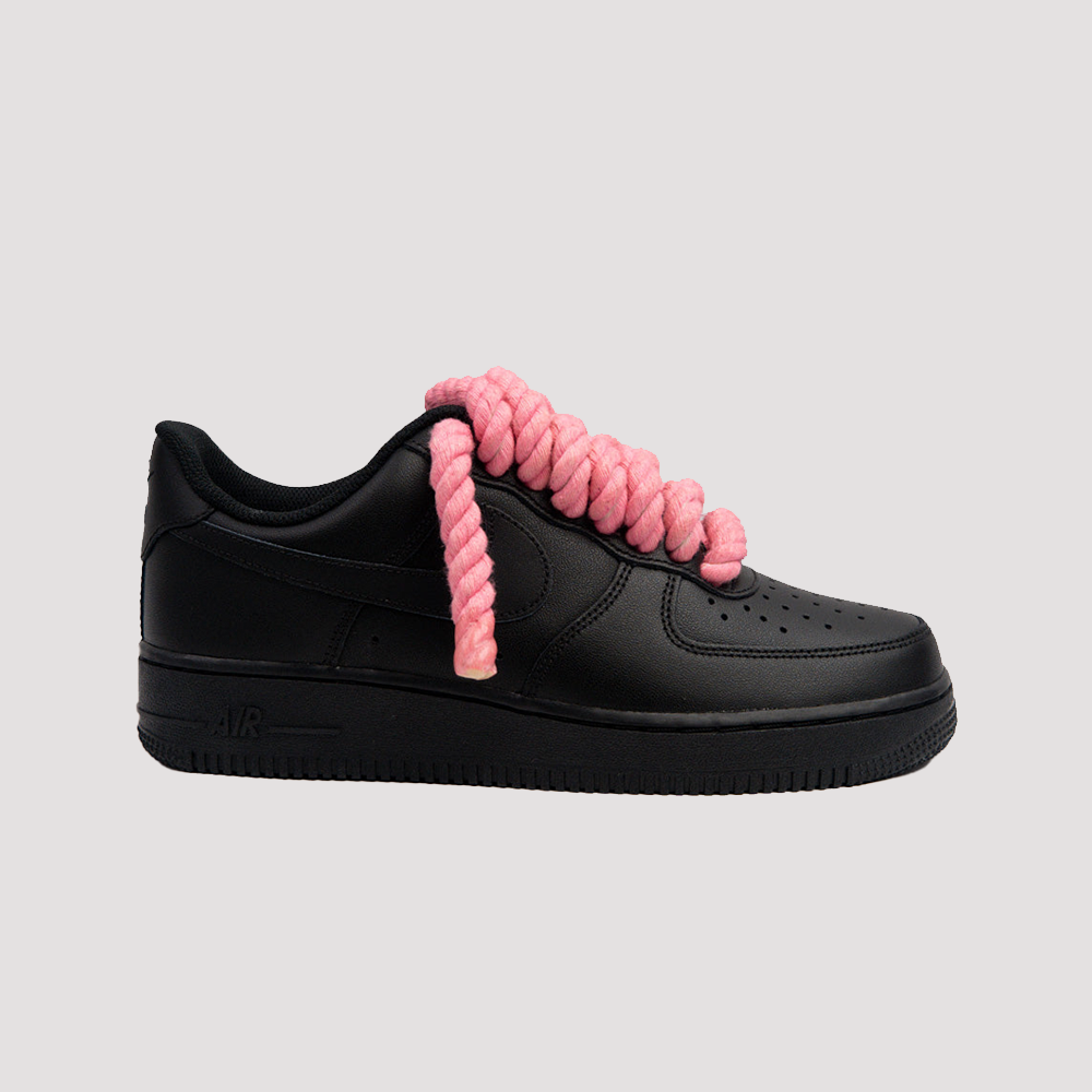 Custom Nike AIR Force 1 Sneaker - Dicke/Rope Schnürsenkel Pink